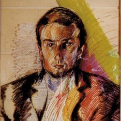 Ronald Fahm, 1987, 100x100, Ölkreide auf Plexiglas, plexi-verglast